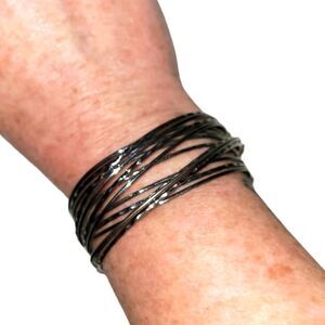 Charcoal Wire Cuff Bracelet 1" thick Fashion jewelry